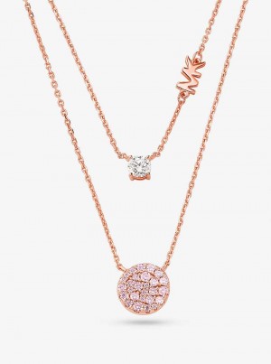Michaelkors 14K Rose Gold-Plated Sterling Silver Pavé Disc Layering Růžové Zlaté | SN-MK27802