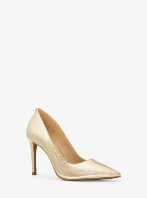 Michaelkors Alina Flex Metallic Snake Embossed Leather Zlaté | SN-MK27644
