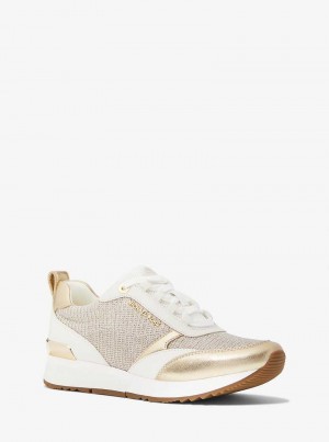 Michaelkors Allie Stride Leather and Glitter Chain-Mesh Šedé | SN-MK27410
