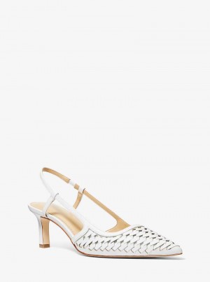 Michaelkors Alora Hand-Woven Leather Bílé | SN-MK27505