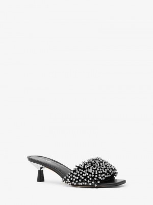 Michaelkors Amal Crystal Embellished Leather Černé | SN-MK27498