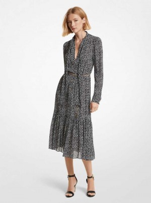 Michaelkors Animal Print Georgette Belted Bílé | SN-MK26675