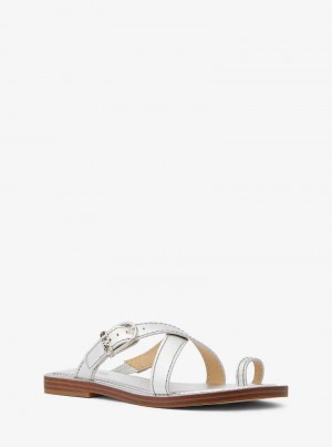 Michaelkors Ashton Metallic Leather Stříbrné | SN-MK27555