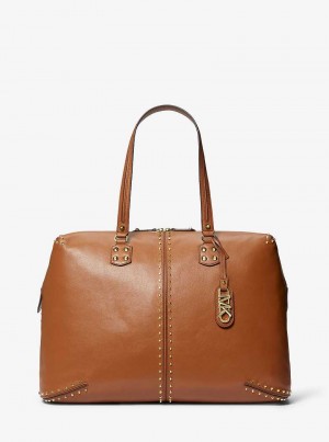 Michaelkors Astor Extra-Large Studded Leather Hnědé | SN-MK28161