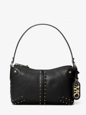 Michaelkors Astor Large Studded Leather Černé | SN-MK27000