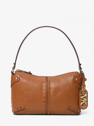 Michaelkors Astor Large Studded Leather Hnědé | SN-MK27001