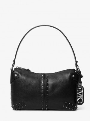 Michaelkors Astor Large Studded Leather Černé | SN-MK27003