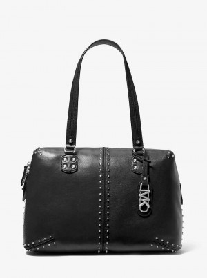 Michaelkors Astor Large Studded Leather Černé | SN-MK27004