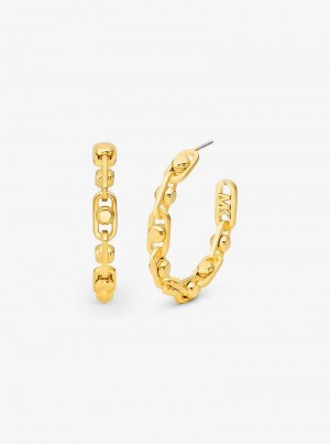Michaelkors Astor Medium Precious Metal-Plated Brass Link Hoop Zlaté | SN-MK27767