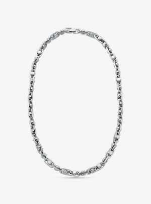 Michaelkors Astor Medium Precious Metal-Plated Brass Link Stříbrné | SN-MK27798