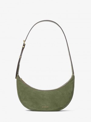 Michaelkors Avra Medium Suede Olivy Zelené | SN-MK27255