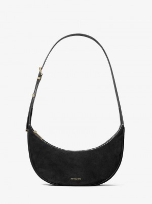 Michaelkors Avra Medium Suede Černé | SN-MK27256