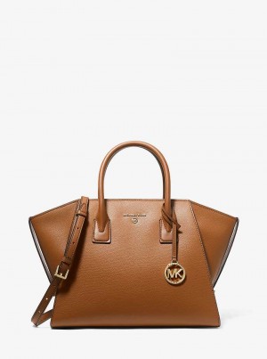 Michaelkors Avril Large Leather Top-Zip Hnědé | SN-MK27333