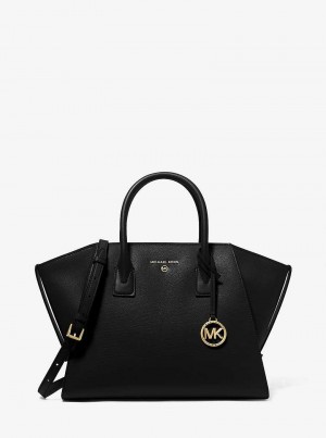 Michaelkors Avril Large Leather Top-Zip Černé | SN-MK27332