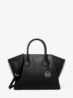 Michaelkors Avril Large Leather Top-Zip Černé | SN-MK27334