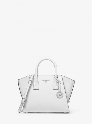 Michaelkors Avril Small Leather Top-Zip Bílé | SN-MK27338