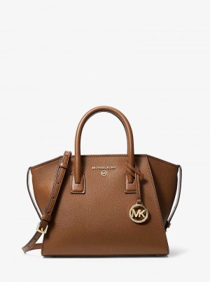 Michaelkors Avril Small Leather Top-Zip Hnědé | SN-MK27336