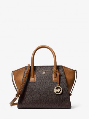 Michaelkors Avril Small Logo Top-Zip Hnědé | SN-MK27364