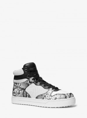 Michaelkors Barett Snake Embossed Leather High-Top Bílé | SN-MK28245