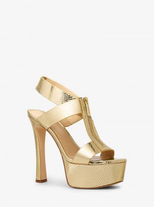 Michaelkors Berkley Metallic Snake Embossed Zlaté | SN-MK27532