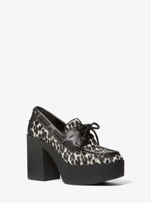 Michaelkors Cameron Leopard Print Calf Hair Platform Černé | SN-MK27649