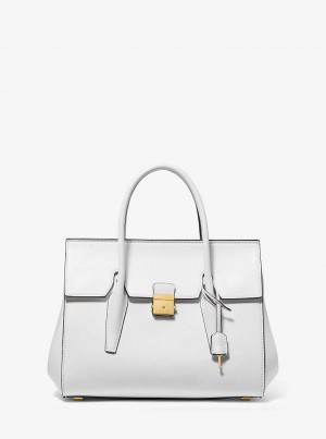 Michaelkors Campbell Medium Leather Bílé | SN-MK27372