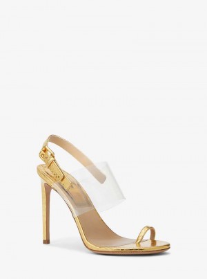 Michaelkors Catherine Metallic Python Embossed Leather Zlaté | SN-MK27604