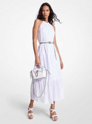 Michaelkors Chain Halter Cotton Lawn Midi Bílé | SN-MK26720