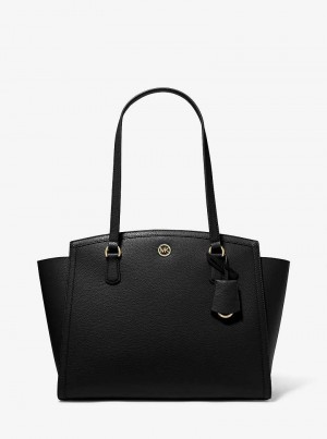 Michaelkors Chantal Large Pebbled Leather Černé | SN-MK26854