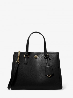 Michaelkors Chantal Medium Pebbled Leather Černé | SN-MK27354