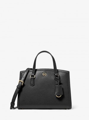 Michaelkors Chantal Small Pebbled Leather Černé | SN-MK27355