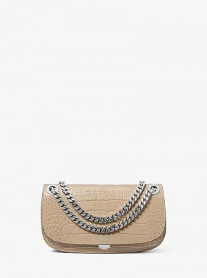 Michaelkors Christie Mini Crocodile Embossed Leather Hnědé | SN-MK27087
