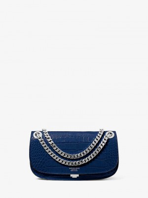 Michaelkors Christie Mini Crocodile Embossed Leather Tmavě Blankyt | SN-MK27088