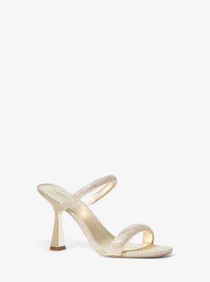 Michaelkors Clara Embellished Metallic Glitter Chain-Mesh Zlaté | SN-MK27603