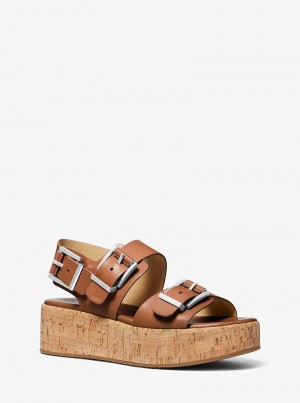 Michaelkors Colby Leather Flatform Hnědé | SN-MK27587