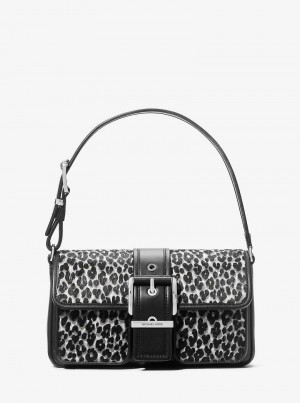 Michaelkors Colby Medium Leopard Print Calf Hair Černé | SN-MK26960