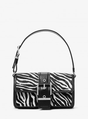 Michaelkors Colby Medium Zebra Print Calf Hair Černé | SN-MK26966