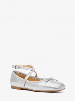 Michaelkors Collette Metallic Leather Stříbrné | SN-MK27658