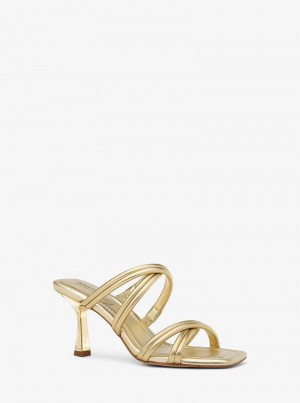Michaelkors Corrine Metallic Leather Zlaté | SN-MK27551