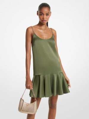 Michaelkors Crepe Chain Tank Tmavě Zelene | SN-MK26730