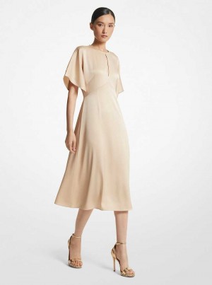 Michaelkors Crepe Stretch Ponte Midi Hnědožlutý | SN-MK26679
