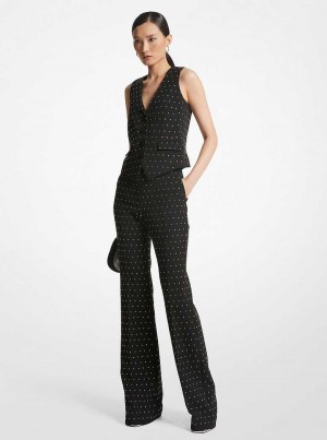 Michaelkors Crystal Embellished Stretch Crepe Černé | SN-MK26562