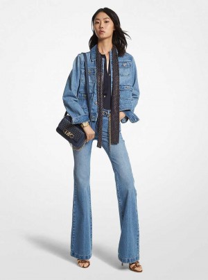 Michaelkors Denim Belted Flared Blankyt Blankyt Světle Modré | SN-MK26567