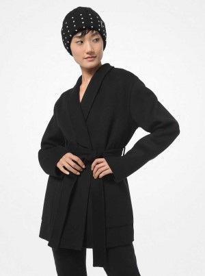 Michaelkors Double Face Wool Blend Shawl Collar Černé | SN-MK26590