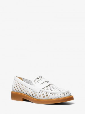 Michaelkors Eden Hand-Woven Leather Bílé | SN-MK27703
