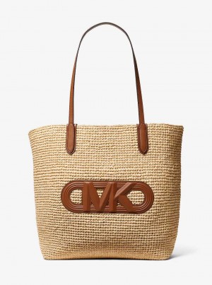 Michaelkors Eliza Extra-Large Empire Logo Straw Béžový | SN-MK26815