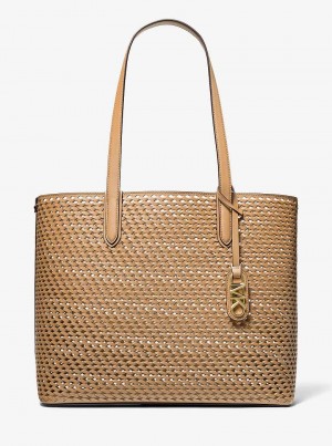 Michaelkors Eliza Extra-Large Hand-Woven Leather Hnědé | SN-MK26796