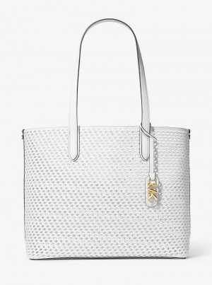 Michaelkors Eliza Extra-Large Hand-Woven Leather Bílé | SN-MK26797