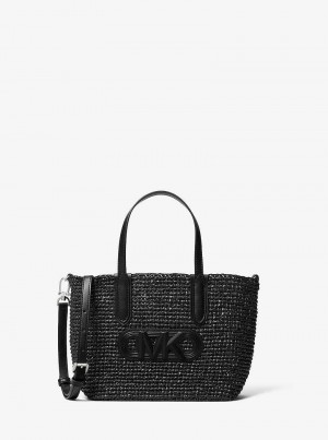 Michaelkors Eliza Extra-Small Empire Logo Straw Černé Černé | SN-MK26817