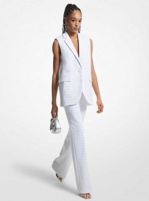Michaelkors Embellished Crepe Sleeveless Bílé | SN-MK26641